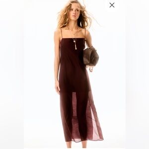 Sold out H&M slip dress with sheer bottom & side slit Burgundy red size small
